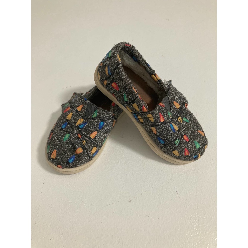 TOMS Size 7 Holiday Christmas Lights Youth Classic Alpargata Design
